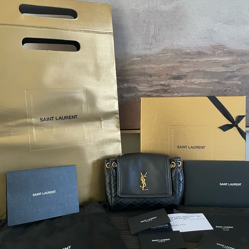 Saint Laurent Black Quilted Crossbody Bag with Gold Logo - Picture 3 of 14